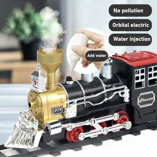 Childrens train track toy electric steam simulation smoking high-speed rail multi-section long carriage suit boy