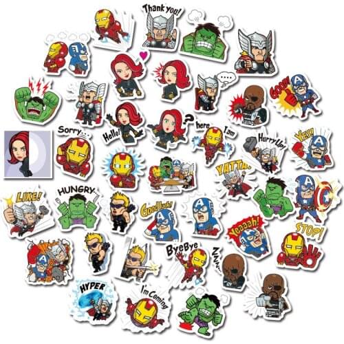 Disney 40pcs Marvel Superhero Iron Man Cartoon Sticker Children Anime Graffiti Sticker Mobile Tablet Skateboard Sticker Set