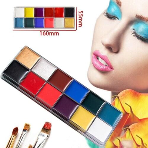 Dropshipping 12 Colors Face Body Paint Oil Art Make Up with 6pcs Pen Halloween Party Kit Best Hot Sale SMJ