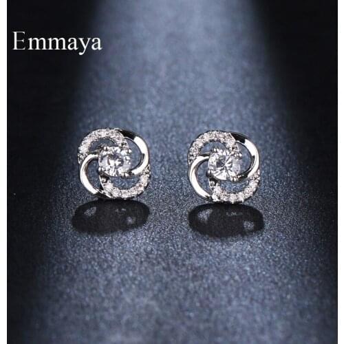 Emmaya Fashion Hollow Out Design Rose Appearance Dazzling Earring With Cubic Zircon For Women Romantic Dress-up In Wedding Party