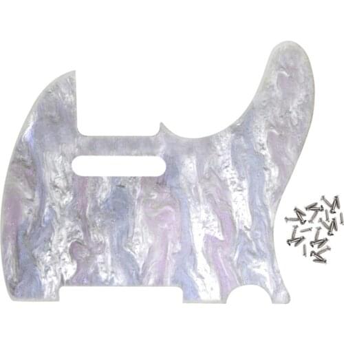 FLEOR White Abalone Shell 8 Hole Tele Guitar Pickguard Scratch Plate 1Ply with Screws Accessories For Electric Guitar