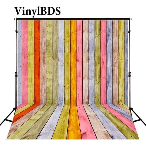 VinylBDS Retro Colorful Wood Photography Backdrops Children Photography Background for Studio Poto Wooden Floor Photo Prop