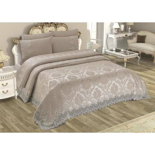 French Laced Queen Bridal Set Cappucino