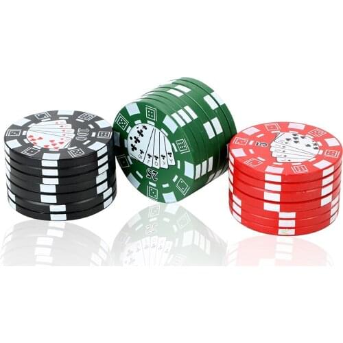 Poker Chip Style Tobacco Grinder Herb Cutter Smoking Pipe Accessories 3-layer Spice Weed Cutter Cigarette Accessories Gadget