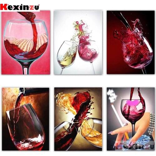 KEXINZU Paint With Diamond Embroidery "Wine glass" Diamond Painting Full Square Round Picture Of Rhinestone Decor
