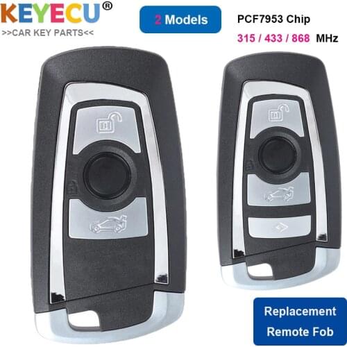 KEYECU Smart Remote Control Car Key for BMW FEM / BDC CAS4 CAS4+ 2011-2017, FOB 3 / 4 Buttons - 315MHz/ 433MHz/ 868MHz Frequency