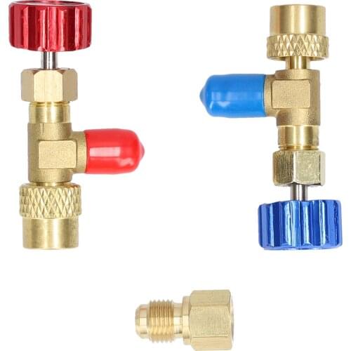 R22 R410 Air Conditioner Adding Safety-Valve Quality Refrigerant Connector with 5/16 to 1/4 SAE Hose Thread Transform Adapter