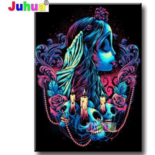 Colorful Bride Girl Diamond Painting Full Square Round 3d Diy Embroidery Picture Of Rhinestone Halloween Home Decor Gift