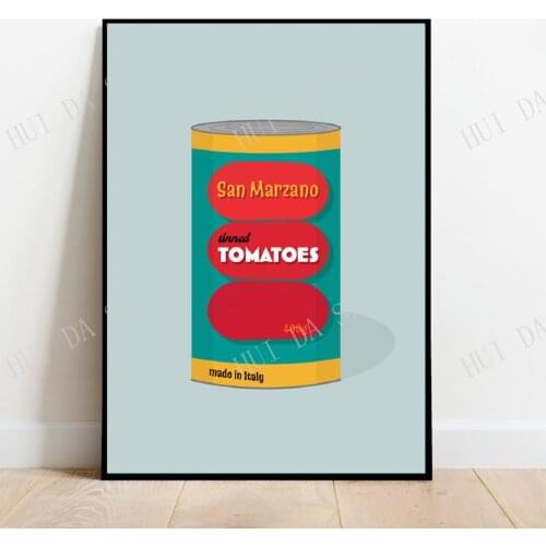 Tinned tomatoes, retro midcentury 1960s Illustration print/poster classic scandi - food print - retro poster, food art