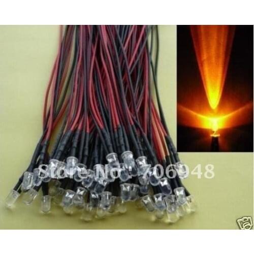Mix 3mm orange LEDs Pre Wired Lights 12V Bulbs Lamps