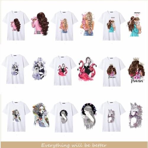 Fashion Mom Baby Women Patches For Clothing DIY T-shirt Patches Iron On Heat Transfers Daughter&Son Thermal Sticker On Clothes