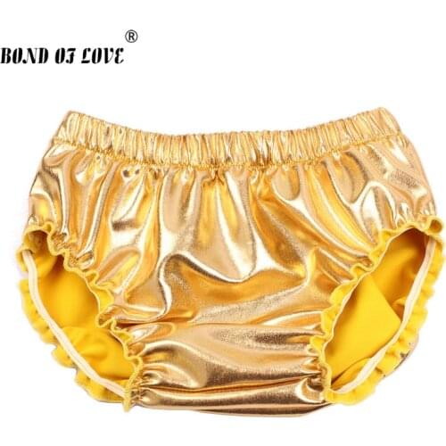 Fashion Gold Baby Bloomers Baby Girl Ruffle Bloomers Diaper Cover Newborn Photography Props Toddler Shorts Clothes 2 Colors