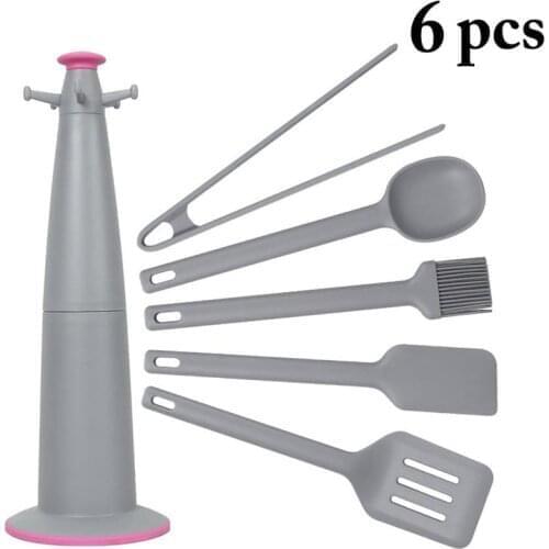 Kapmore Cooking Utensil Kit Silicone 6Pcs Non-Stick Baking Utensil Set Kitchen Tool Set Cooking Tools Accessories