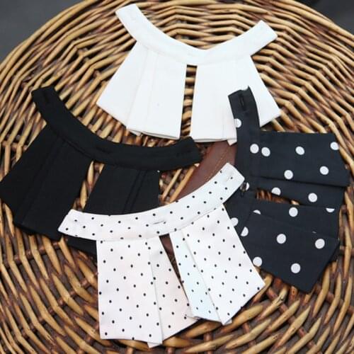 Newly tie bow Black and white grid leaves print pan blouse lattice saving detachable fake false collar wool necktie collier dots
