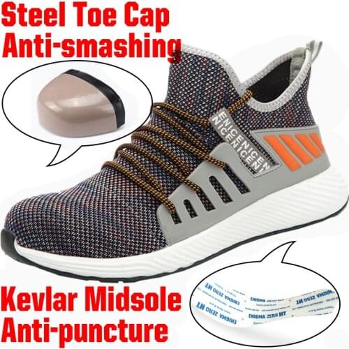 Steel Toe Work Shoe Men Women Trainer Shoes Puncture-Proof Work Safety Sneakers Light Breathable Industrial & Construction Shoes