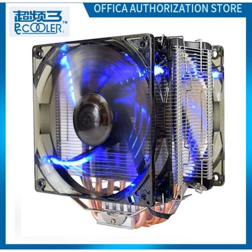 Pccooler X6 CPU Radiator 5 Heat Pipe 12CM LED Intelligent Silent Dual Fan H.D.T High-Performance Cooling Technology ForINTEL/AMD