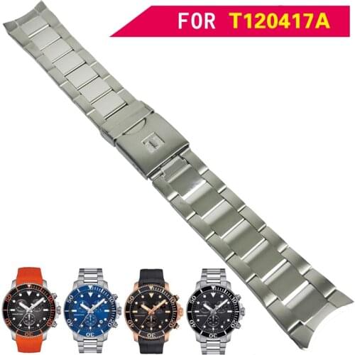 21mm T120407 22mm T120417A New Watch Parts Male Solid Stainless Steel Bracelet Strap Watchbands For T0120417