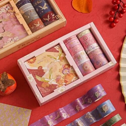 Retro Washi Tape Suit Gift Box DIY Adhesive Tape Notebook Masking Decorative Stickers Stationery Store School Office Supplies