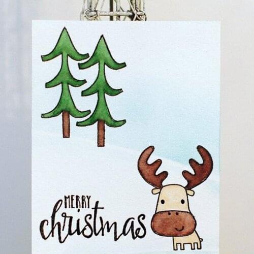 Happy Christmas Moose Transparent Clear Silicone Stamp for DIY Scrapbooking/Photo Album Cards Making Decorative Clear Stamp 4x4