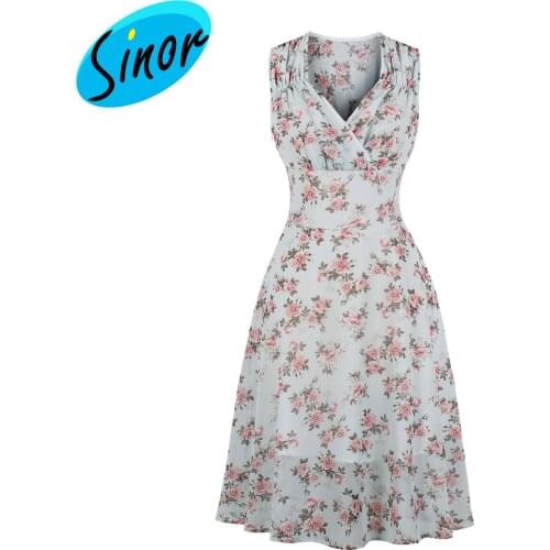 Chiffon floral dress 2021 summer womens Retro printed slim fresh dress 2179 party dress