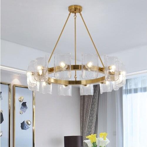 Modern Lustre Copper Led Chandeliers Lighting Glass Led Pendant Chandelier Light Living Dining Room Decor Hanging Lamp Luminaire