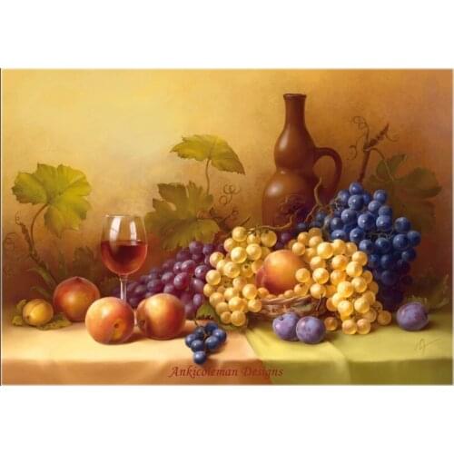Embroidery Counted Cross Stitch Kits Needlework - Crafts 14 ct DMC color DIY Arts Handmade Decor - Grape, Plums and Wine