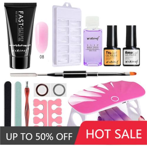 WiRinef 14pcs Poly Extension Nail Gel Set UV Builder Gel Nail Art Manicure Nail Curing Lamp Nail Tool Kit