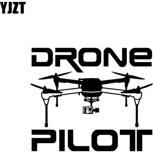 YJZT 15.5CM*13.3CM " DRONE PILOT " Car Sticker Vinyl Decal UAV Drone Black/Silver C3-0194