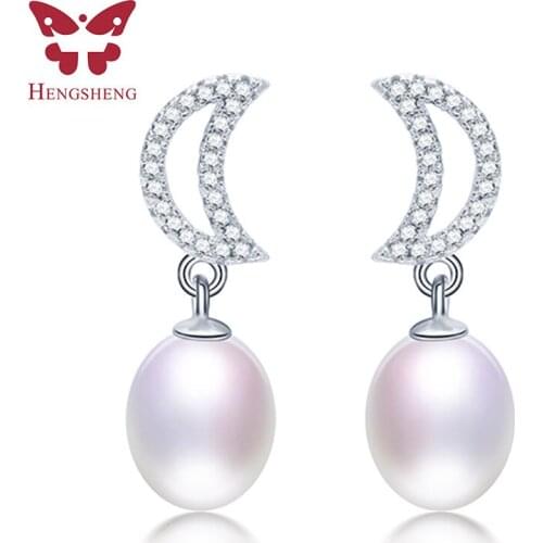 Moon AAAA 8-9mm Pearl Drop Earrings 925 Sterling Silver Earrings For Women 100% Genuine Pearl Earings Fashion Jewelry 2021