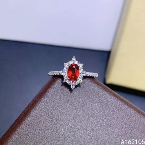 925 pure silver Chinese style natural garnet womens luxury popular exquisite adjustable gem ring fine jewelry support detection