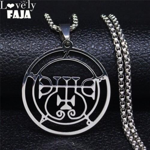 2021 New Stainless Steel Demon Seal Necklaces Pendants Men/Women Silver Color Satan ZEPAR Necklace Jewery kolye N1250S03