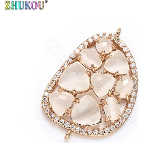 ZHUKOU 23*35mm multi-color D letter earring Jewelry Connectors Crystal Pendant with Bling Diamond Jewelry Findings Accessories