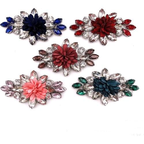 1pc 3D Crystal Flower Beaded Appliques Patches for Clothing DIY Iron on Rhinestone Patches Embroidery Parches Bordados Para Ropa