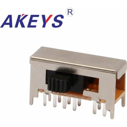 10PCS SK-25F01 2P5T-G5 Double pole five throw slide switch side insert 12 pin with 2 fixed pin