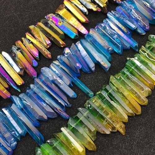 100pcs Natural Stone Charms Pendant Single Irregular Crystal Column Cross Hole Charms Pendant For DIY Jewelry Accessories