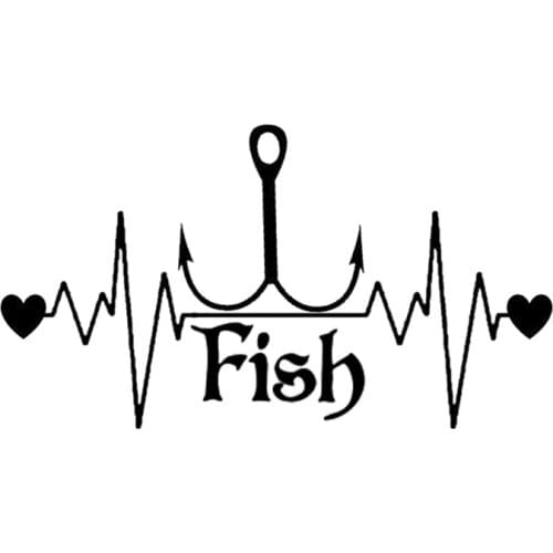 13.6cm*7.5cm Fishing Hook Heartbeat Lifeline Stickers Decals Be Different Car Styling