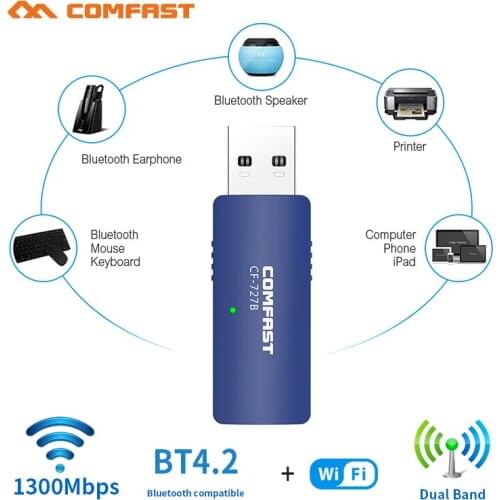 20pc 1300Mbps USB Wireless 2.4G&5G Wifi Adapter Network Card Bluetooth 4. 2 dongle Dual Band 802.11AC Antenna For Laptop Desktop