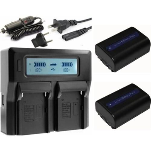 2X NP-FH30, NP-FH40, NP-FH50 FH30 FH50 Batteries+LCD Dual USB Charger for Sony DSLR-A230, DSLR-A290, DSLR-A330, DSLR-A380, A390