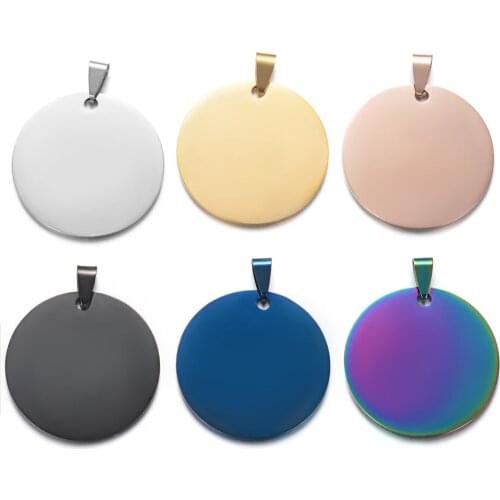 3pcs/lot 100% Stainless Steel Mirror Polished Round Disc Engraving Blank Pendant Wholesale OEM Engraved Pendants