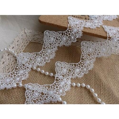 5 Yards Water Soluble Chemical Lace Trim In White/Black Narrow Wedding Ribbon Lace 4.5cm Wide