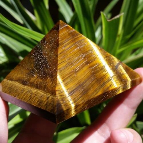 50mm Natural Tiger Eyes Crystal Pyramid Polished Healing Pyramid reiki minerals Quartz Crystals Stone for Sale