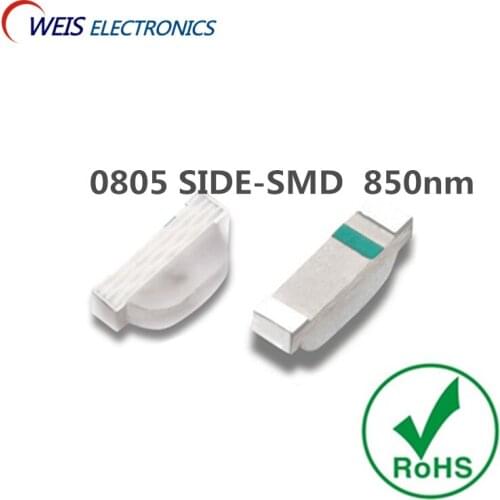 50PCS 0805 2106 2.1*0.6mm 850nm SIDE SMD infrared lamp IR LED 1.3-1.5V 28-30mW Light beads optoelectronic switch Free shipping