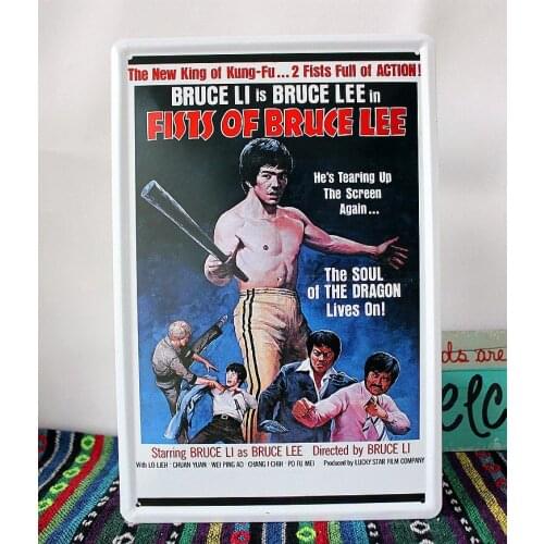 50pcs/lot Metal Sign shabby chic Fists of bruce lee painting Vintage tin poster art wall Decor House Cafe bar iron painting A-51