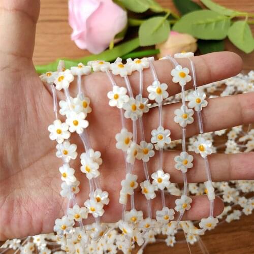 50pcs/lot )Natural Sunflower Mother Pearl Daisy Flower Mother Pearl Shell for DIY Jewelry 10mm size Side Hole flower Shell MOP