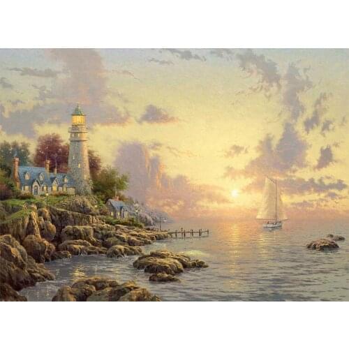 A5739 scenic Lake cross stitch Oil painting girl 11/ 14ct /16/28/27CT cloth cotton thread embroidery DIY handmade