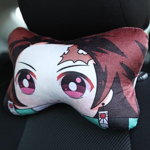 Demon Slayer Car Pillow Neck Protector Soft Doll Kimetsu No Yaiba Toys Anime Plushie Stuffed Cushion 2pcs/lot Travelling Gift