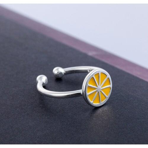 Bohemian Vintage Silver Color Lemon Rings for Women Wedding Jewelry Adjustable Antique Rings