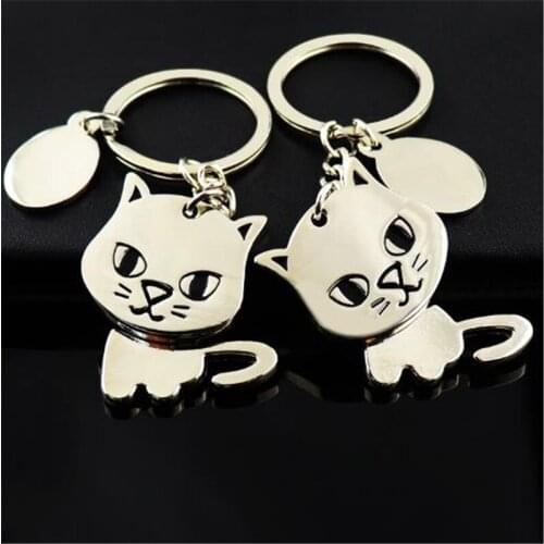 1PCS Cute Cat Dog Keychain Metal Key Ring Gifts Women Decorative Charms Car Bag Accessories Key Chain Jewelry Trinket Wholesale