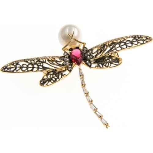 Pretty Crystal Cubic Zirconia Dragonfly Brooch Broach Pin Pendant Women Jewelry Accessories HR04047