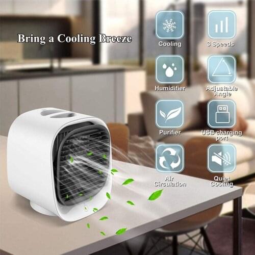 Home Mini Air Conditioner Portable Air Cooler USB Personal Space Cooler Fan Air Cooling Fan Rechargeable Fan Desk Air Cooler